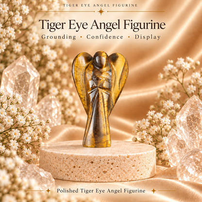 Tiger Eye Angel Figurine for Protection, Courage, Balance