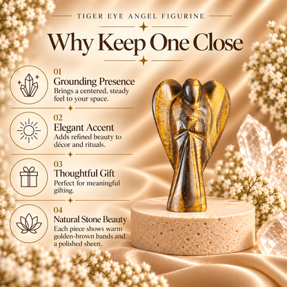 Tiger Eye Angel Figurine for Protection, Courage, Balance