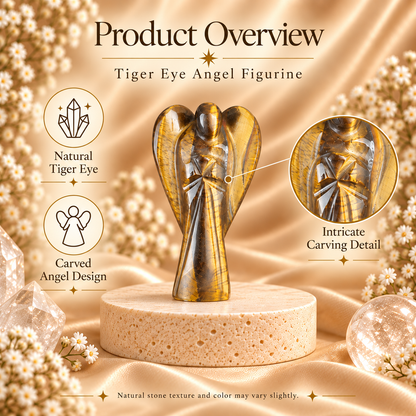 Tiger Eye Angel Figurine for Protection, Courage, Balance