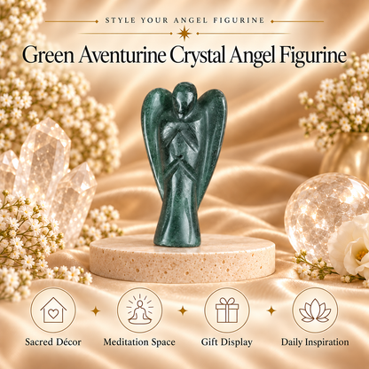 Green Aventurine Angel Figurine for Luck, Prosperity, and Emotional Healing
