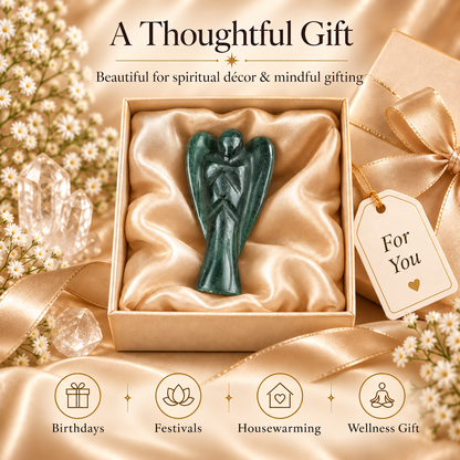 Green Aventurine Angel Figurine for Luck, Prosperity, and Emotional Healing