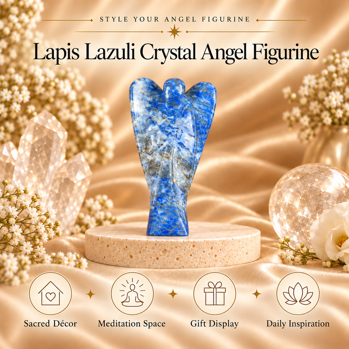 Lapis Lazuli Angel Figurine for Wisdom, Protection, and Spiritual Growth