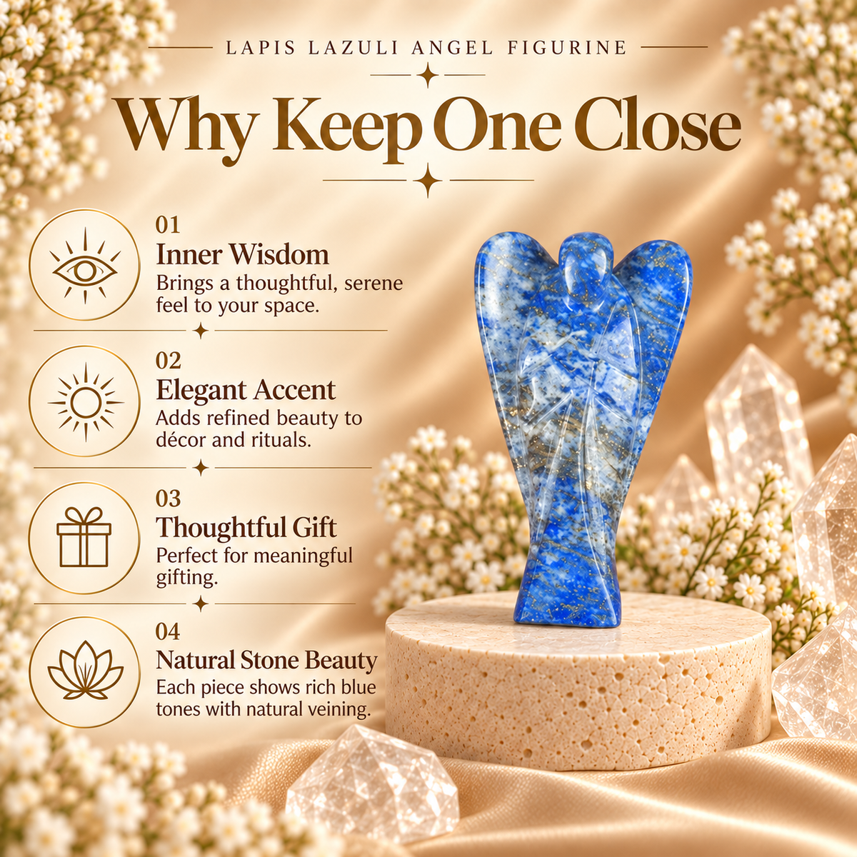 Lapis Lazuli Angel Figurine for Wisdom, Protection, and Spiritual Growth