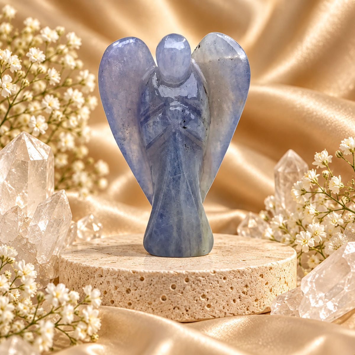 Iolite Angel Figurine for Clarity, Intuition, and Spiritual Awakening