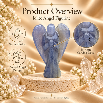 Iolite Angel Figurine for Clarity, Intuition, and Spiritual Awakening