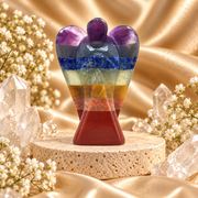 Seven Chakra Stone Angel Figurine for Energy Balance, Healing, and Protection