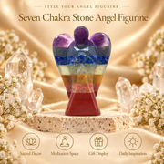 Seven Chakra Stone Angel Figurine for Energy Balance, Healing, and Protection