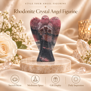 Rhodonite Crystal  Angel Figurine & Statue for Love, Healing, and Balance