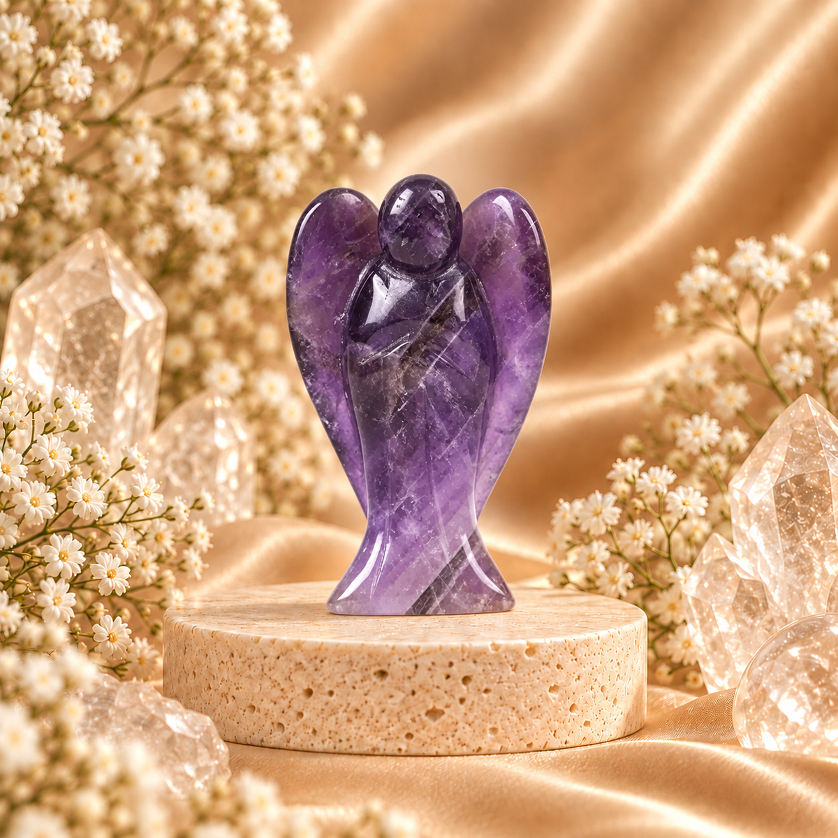 Amethyst Angel Figurine for Home Decor | GemGlow