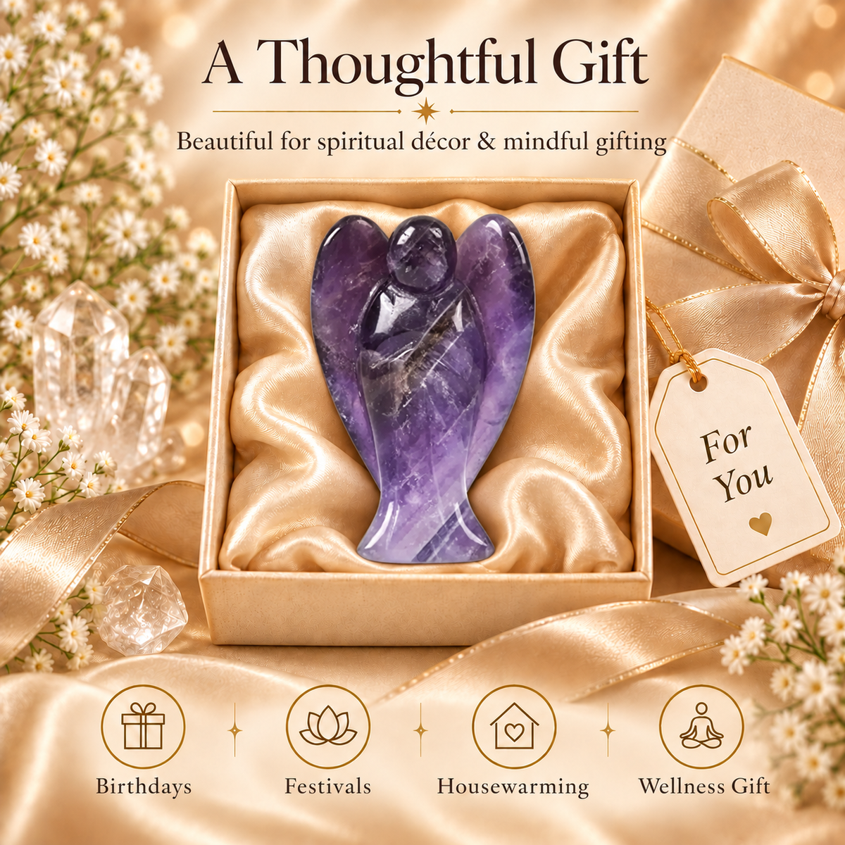 Amethyst Angel Figurine for Home Decor | GemGlow