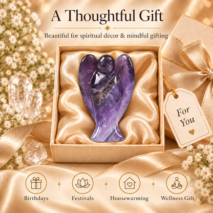 Amethyst Angel Figurine for Home Decor | GemGlow
