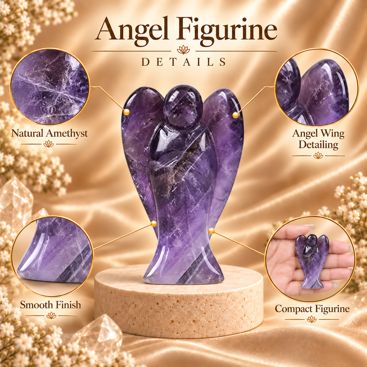 Amethyst Angel Figurine for Home Decor | GemGlow