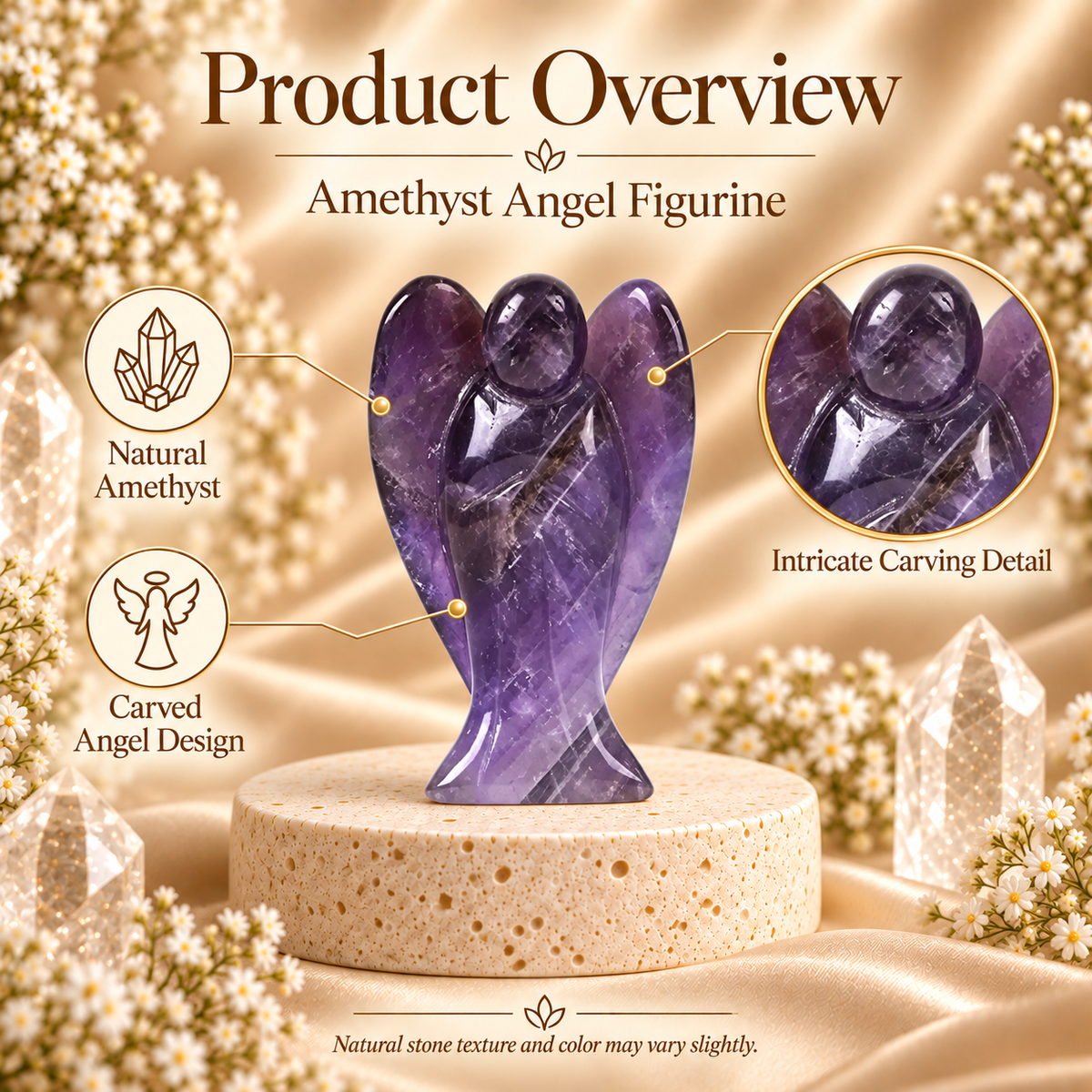 Amethyst Angel Figurine for Home Decor | GemGlow