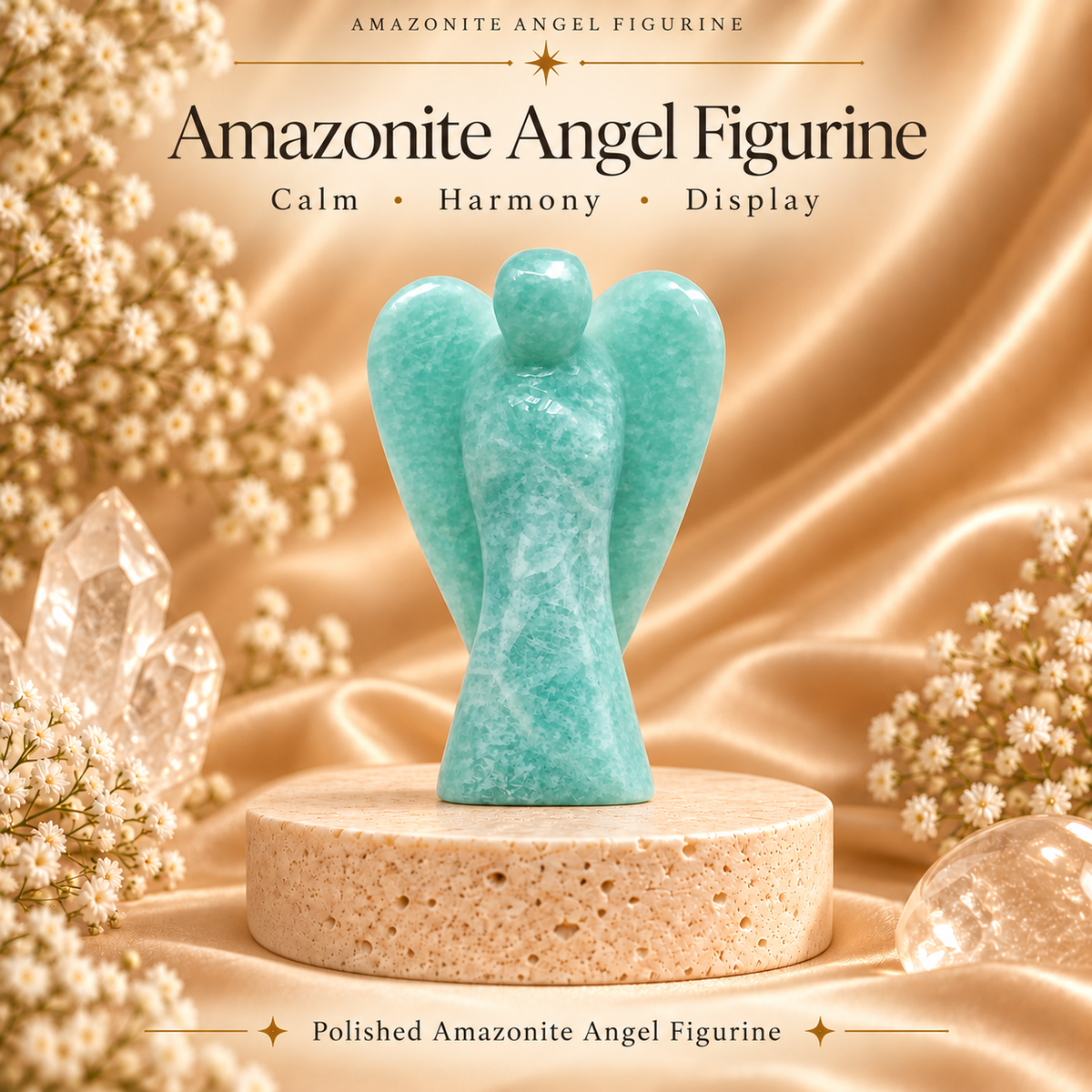 Amazonite Angel Figurine for Harmony, Communication, and Emotional Balance
