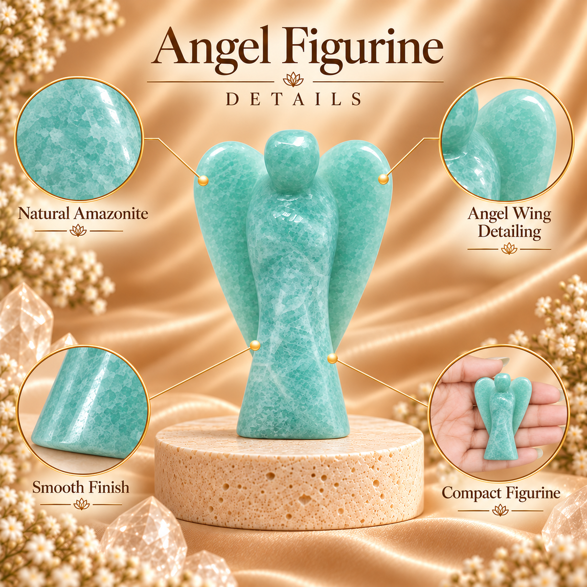 Amazonite Angel Figurine for Harmony, Communication, and Emotional Balance