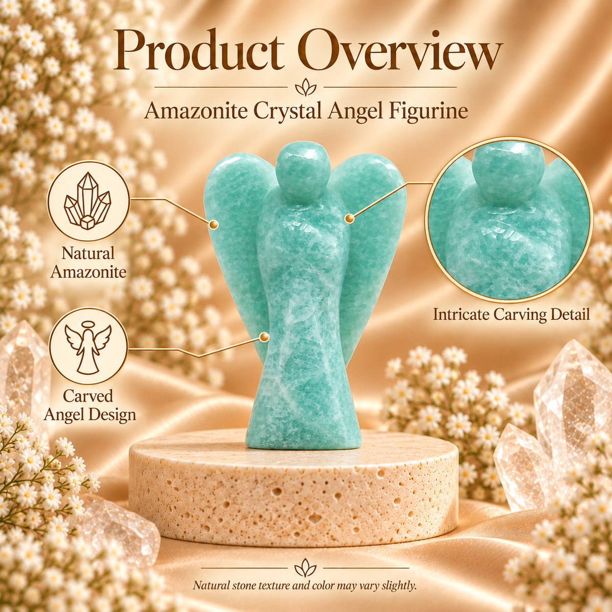 Amazonite Angel Figurine for Harmony, Communication, and Emotional Balance