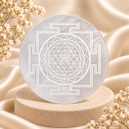 Sri Yantra Selenite Charging Plate