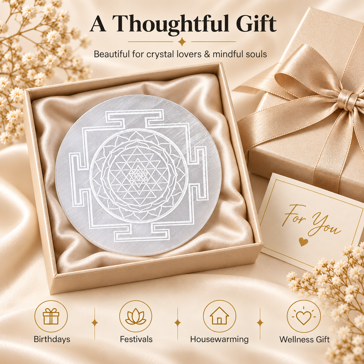 Sri Yantra Selenite Charging Plate