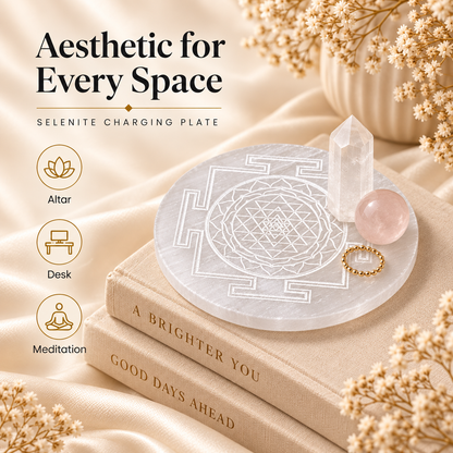 Sri Yantra Selenite Charging Plate