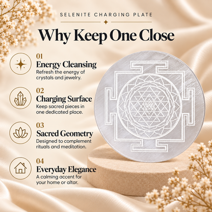 Sri Yantra Selenite Charging Plate