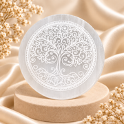 Tree of Life Engraving Selenite Charging Plate