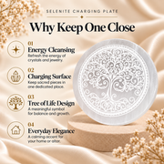 Tree of Life Engraving Selenite Charging Plate