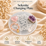 Selenite Charging Plate with Om Engraving