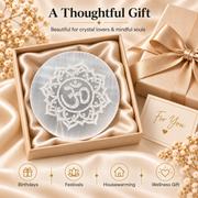 Selenite Charging Plate with Om Engraving