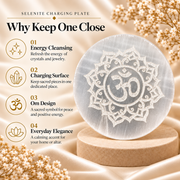 Selenite Charging Plate with Om Engraving