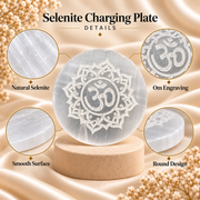 Selenite Charging Plate with Om Engraving