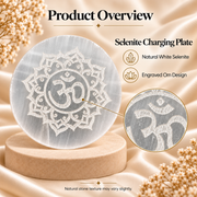Selenite Charging Plate with Om Engraving