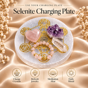 Selenite Charging Plate with Gold Sacred Geometry Design