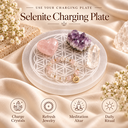 Selenite Charging Plate – Flower of Life Design