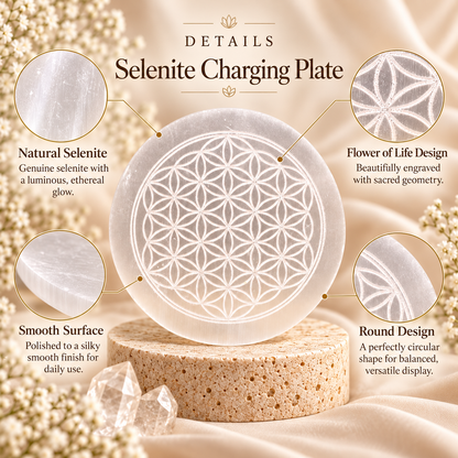 Selenite Charging Plate – Flower of Life Design