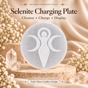 Selenite Charging Plate – Triple Moon Goddess Design