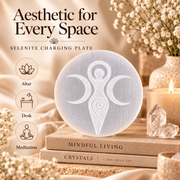 Selenite Charging Plate – Triple Moon Goddess Design