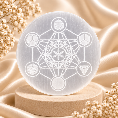 Selenite Charging Plate – Metatron’s Cube Design