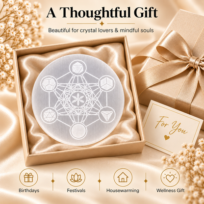 Selenite Charging Plate – Metatron’s Cube Design