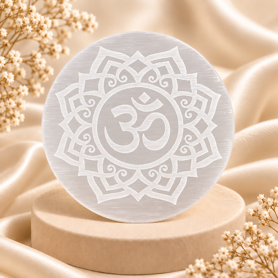Selenite Charging Plate – Sacred Om Design