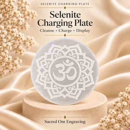 Selenite Charging Plate – Sacred Om Design