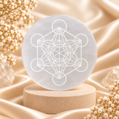 Selenite Charging Plate – Metatron’s Cube Design
