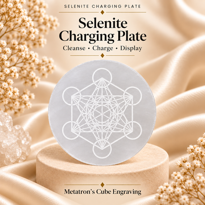 Selenite Charging Plate – Metatron’s Cube Design