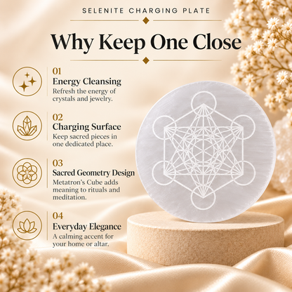 Selenite Charging Plate – Metatron’s Cube Design