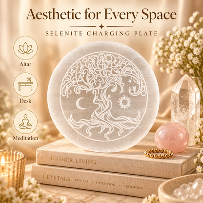 Selenite Charging Plate – Tree of Life Design