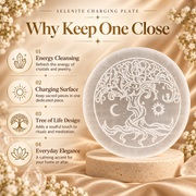 Selenite Charging Plate – Tree of Life Design