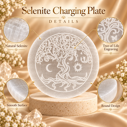 Selenite Charging Plate – Tree of Life Design