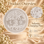Selenite Charging Plate – Tree of Life Design