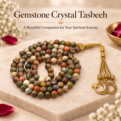 Natural Gemstone Crystal Tasbeeh