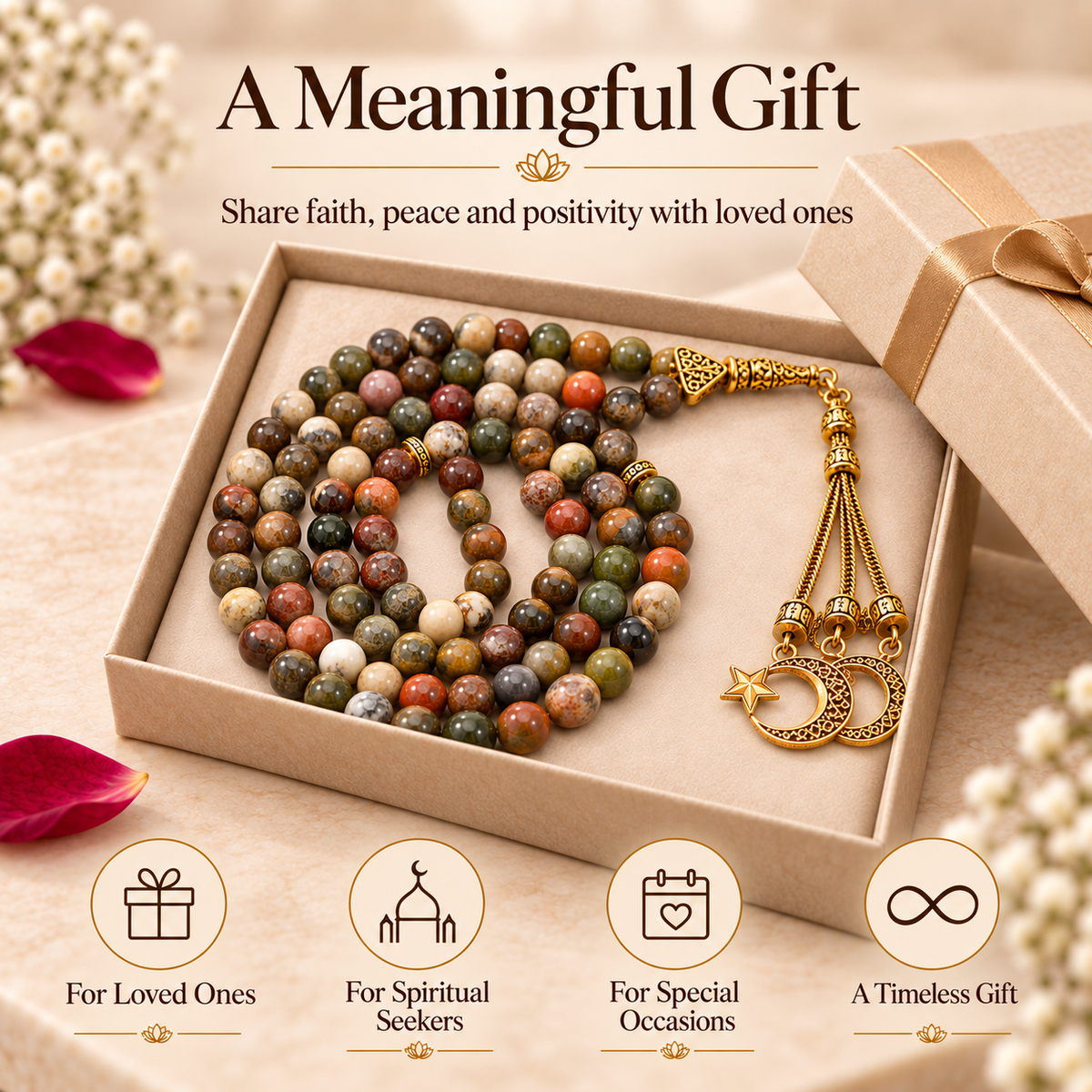 Natural Gemstone Crystal Tasbeeh