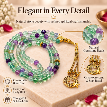Fluorite Gemstone Crystal Tasbeeh